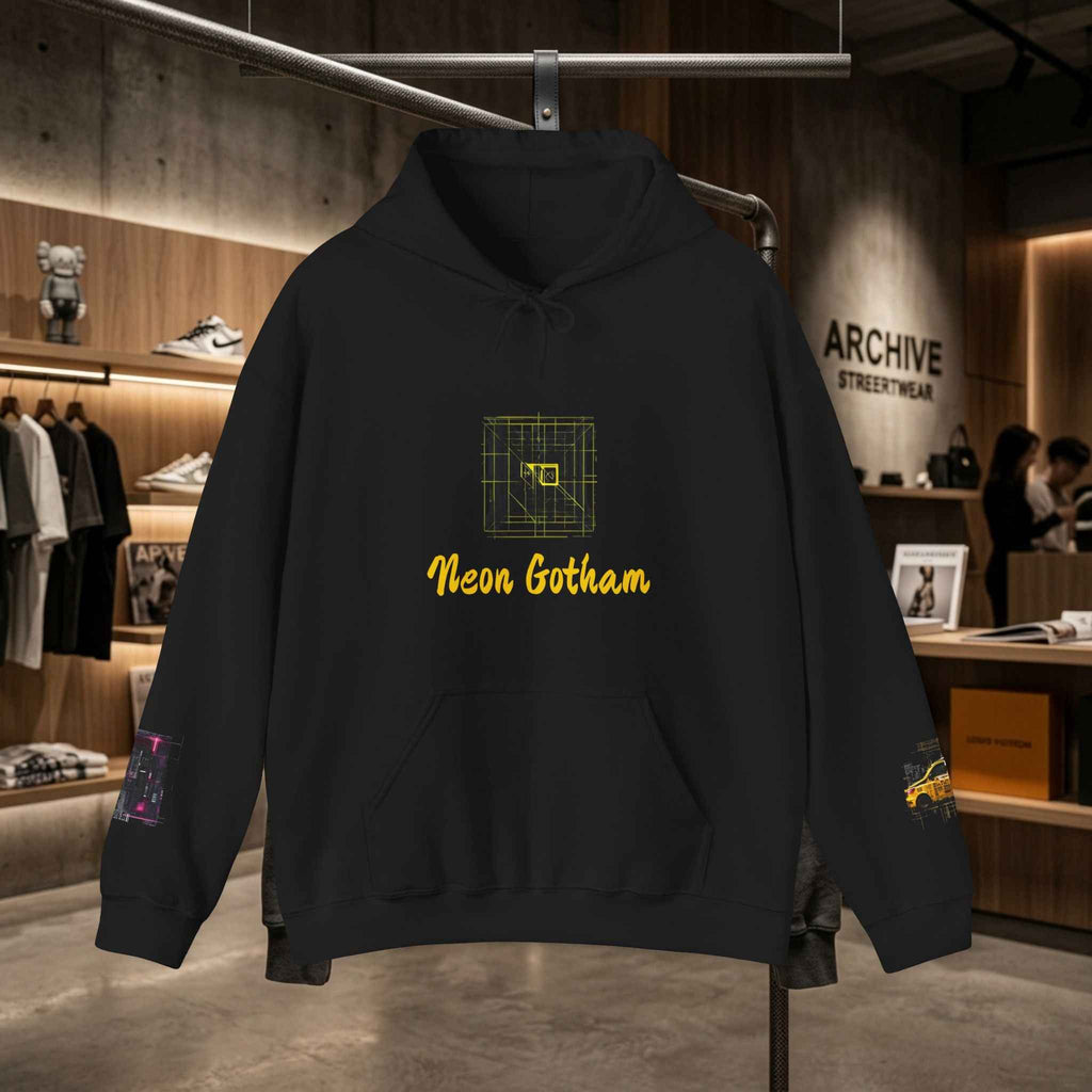 TNC Neon Gotham NY Nightlife Heavyweight Hoodie - TNC Designz