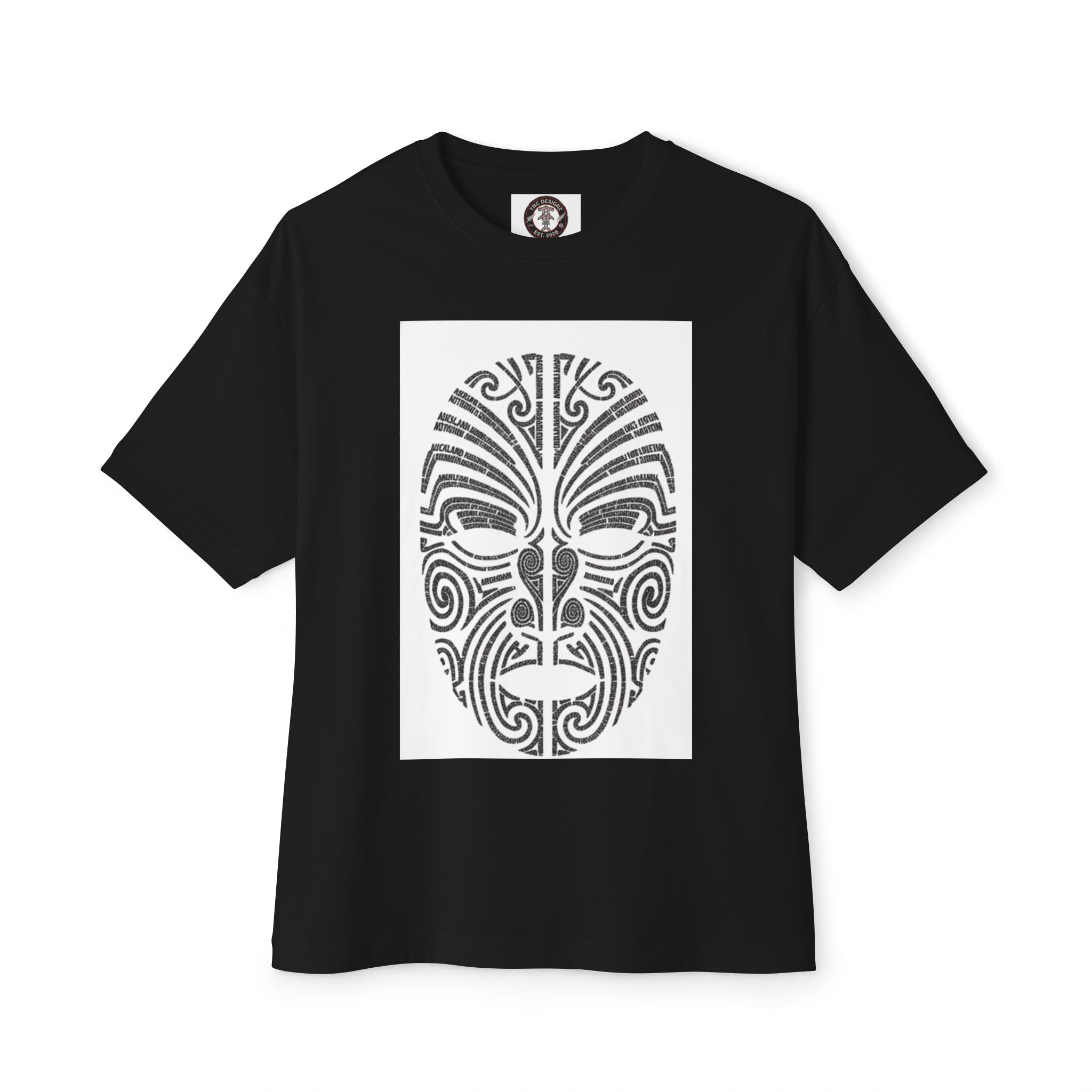 TNC DESIGNZ | "Manaia Guardian" Oversized Boxy Tee - Heavyweight Māori Motif-Street Wear