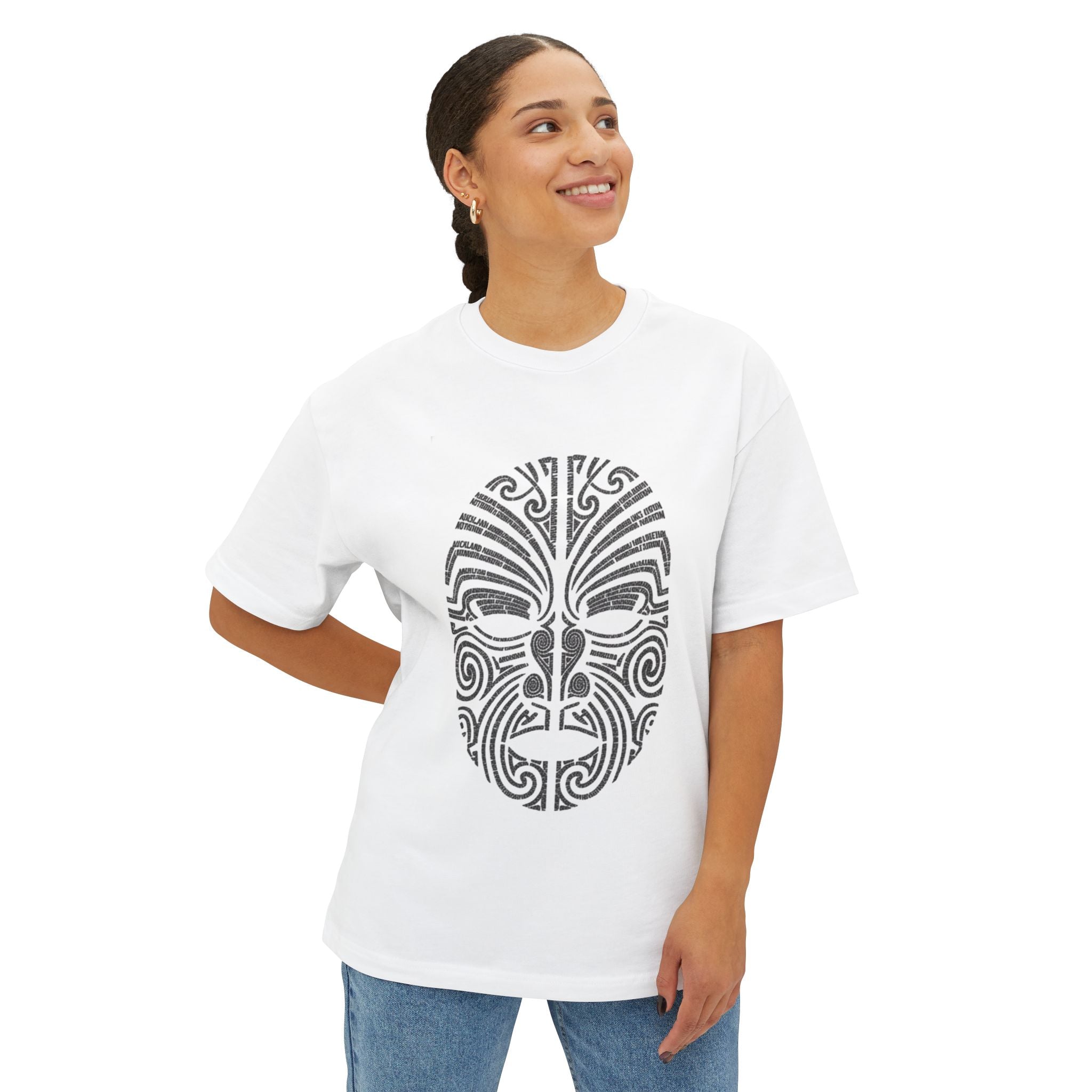 TNC DESIGNZ | "Manaia Guardian" Oversized Boxy Tee - Heavyweight Māori Motif-Street Wear