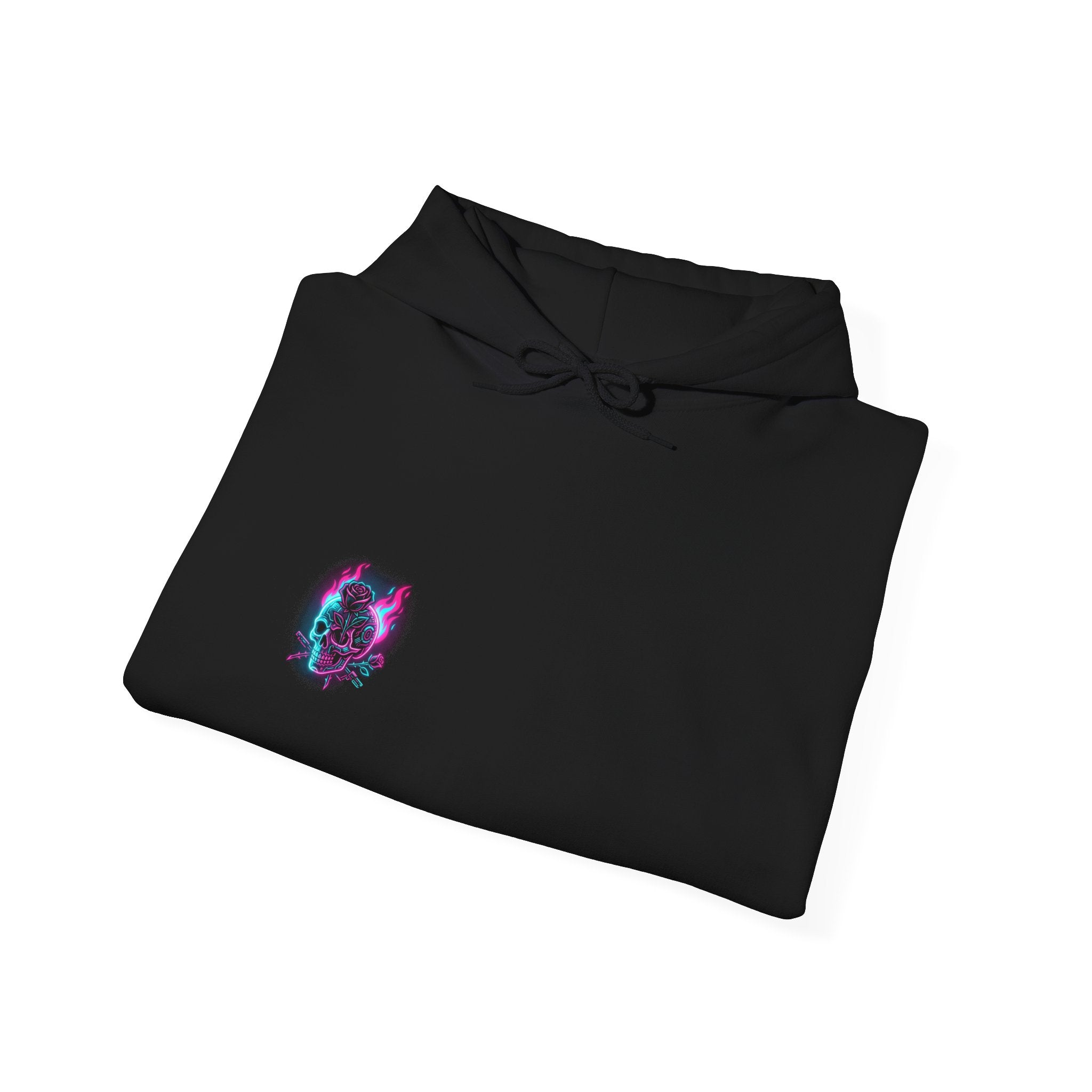 Skull Skateboard Hoodie — Neon Flaming Grim Reaper Skate Pullover