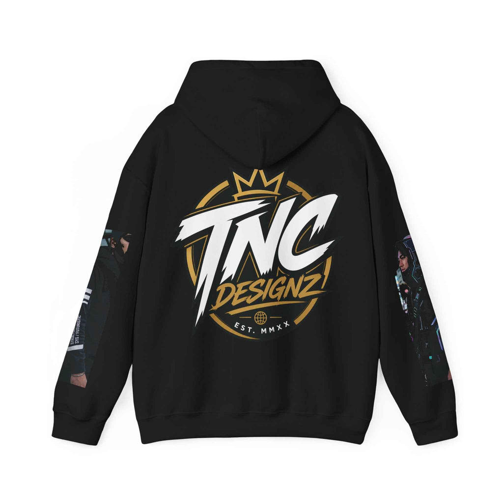 TNC Designz Graphic Hoodie — Streetwear Logo Pullover with Sleeve Art - TNC Designz