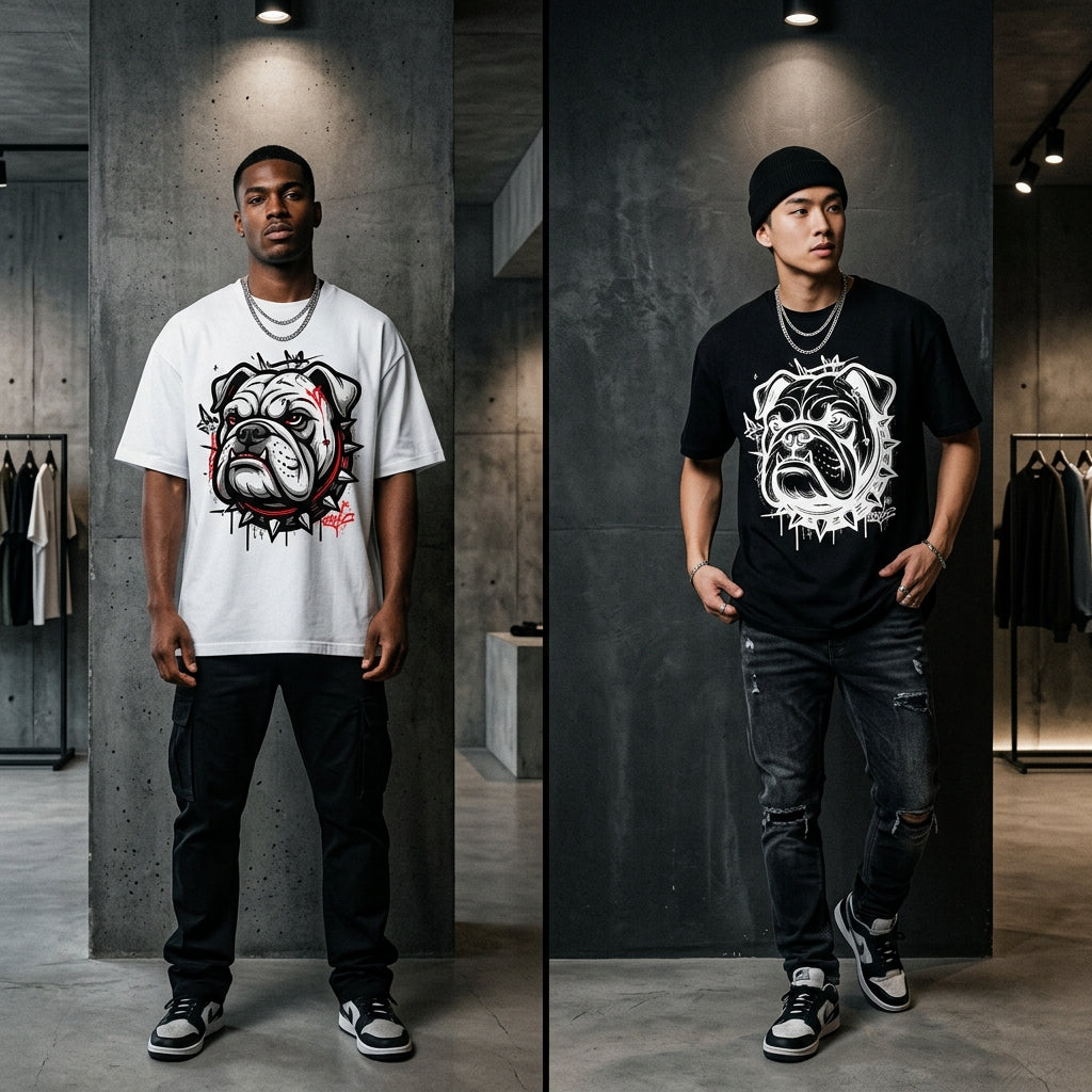 TNC Bulldog Streetwear Range — Animated Bulldog Character in Hoodie & Gold Chain