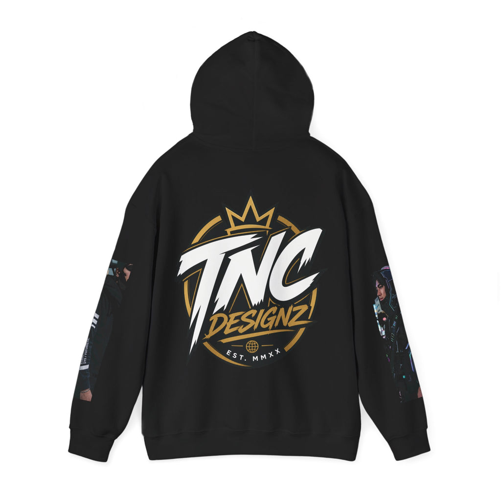 TNC Designz Graphic Hoodie — Streetwear Logo Pullover with Sleeve Art - TNC Designz