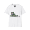 Hi-Top Sneaker Illustration T-Shirt — Green Koru Swirl Paisley Design - Heavyweight Māori Graphic Streetwear